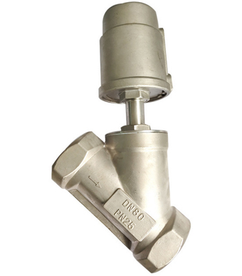 Stainless steel threaded pneumatic angle seat valve